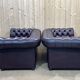 Pair of 2-seater leather Chesterfield sofas from the 1990s by Thomas LLOYD