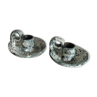 Pair of ceramic cup candlesticks