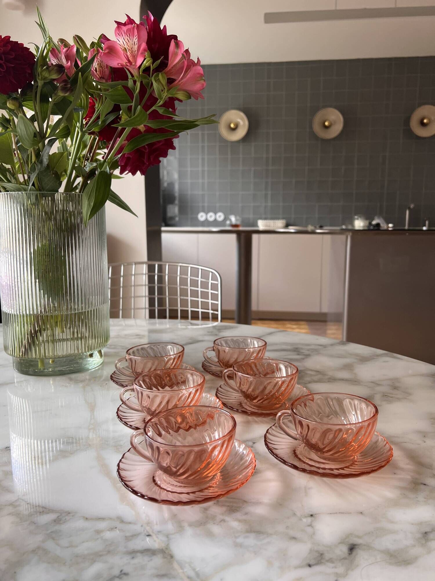 Arcoroc rose cup service 6