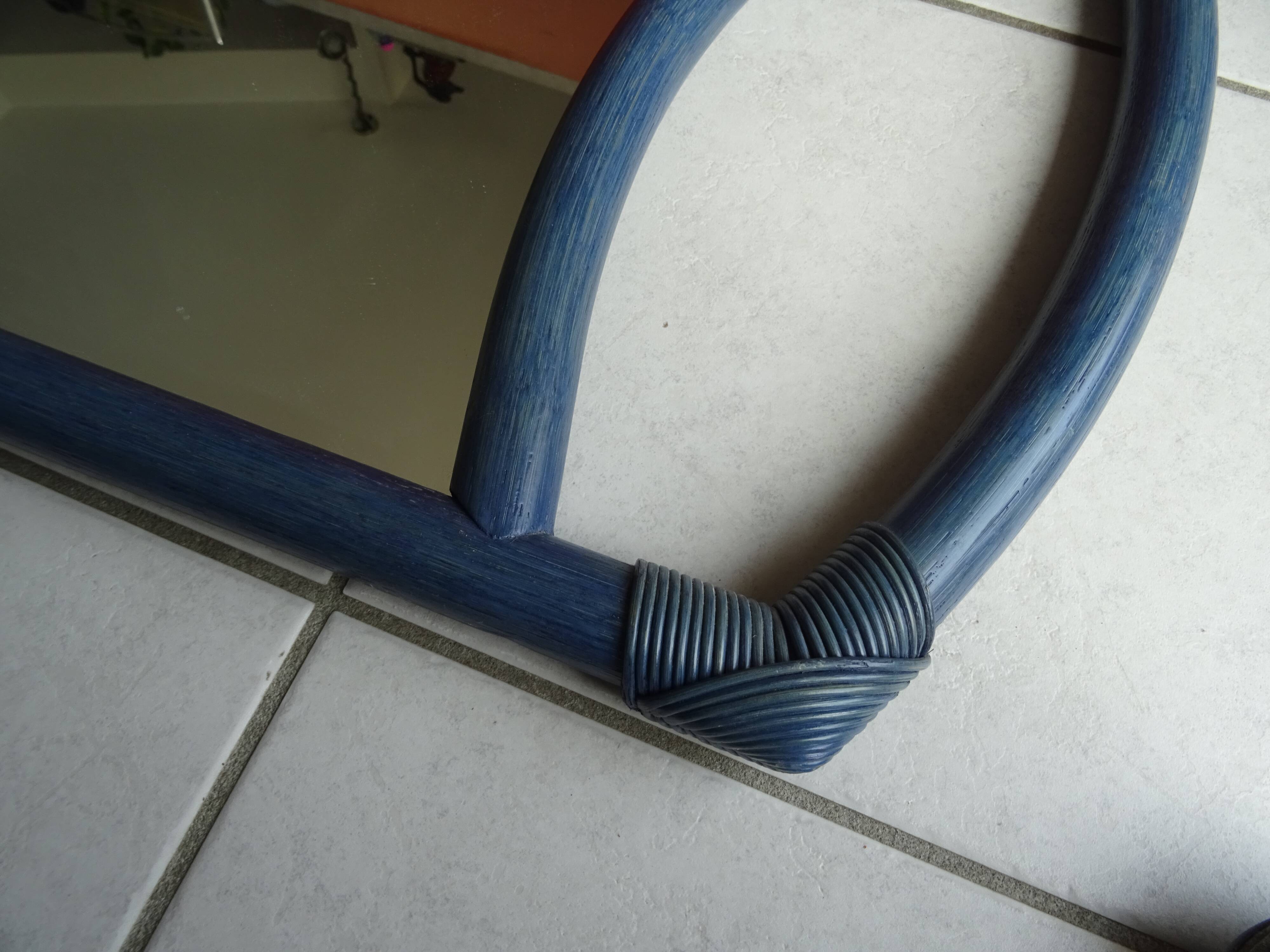 Bamboo mirror half circle 70/80s - 97x76cm