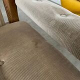 Pair of lounge chairs in wood and designer fabric from the 60s vintage Scandinavian look