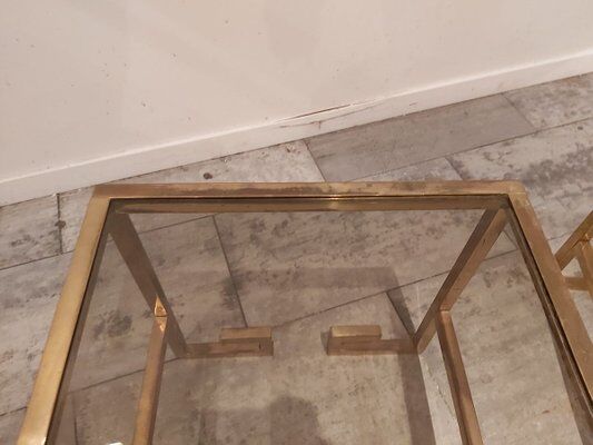 Set de 2 tables d'appoint vintage en forme de g en laiton