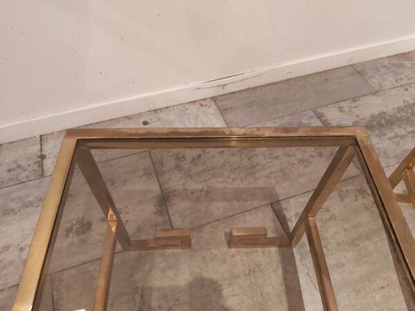 Set de 2 tables d'appoint vintage en forme de g en laiton