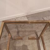 Set of 2 vintage g-shaped side tables in brass