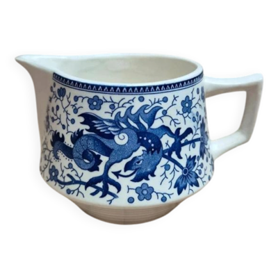 Petit pot à lait Boch Frères – La Louvière modèle Dragon – décor bleu – Belgique vintage