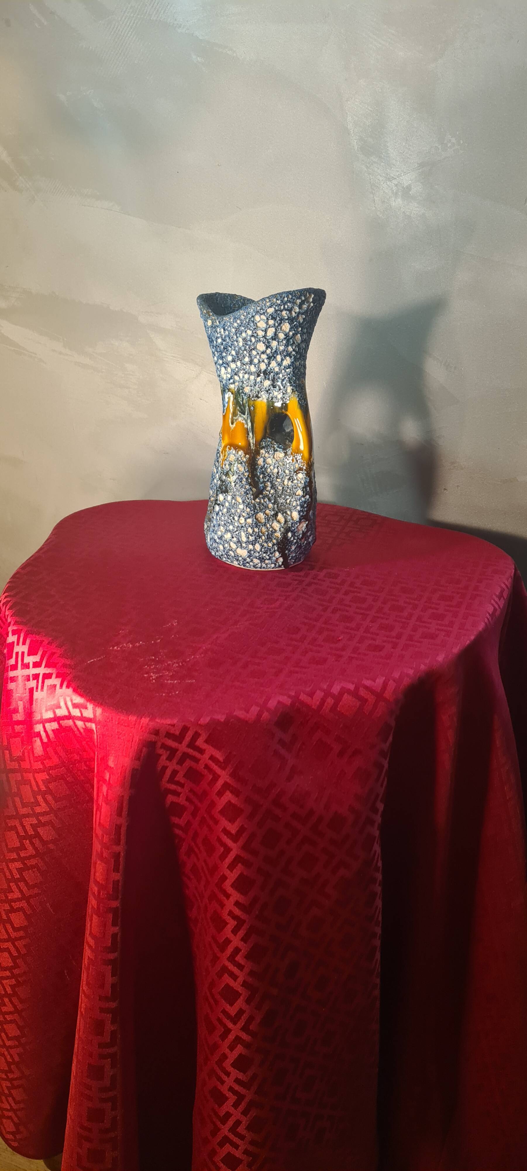 Ceramic vase 1960 In Ceramic Fat Lava Vallauris 25x15 very good condition