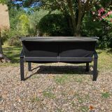 Scandinavian black leather sofa by Tord Björklund for Ikea