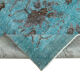 Handmade hi-low pile oriental 1980s 166 cm x 264 cm turquoise rug