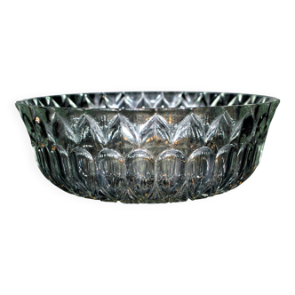 Coupe saladier vintage en verre moulé rosace 22cm