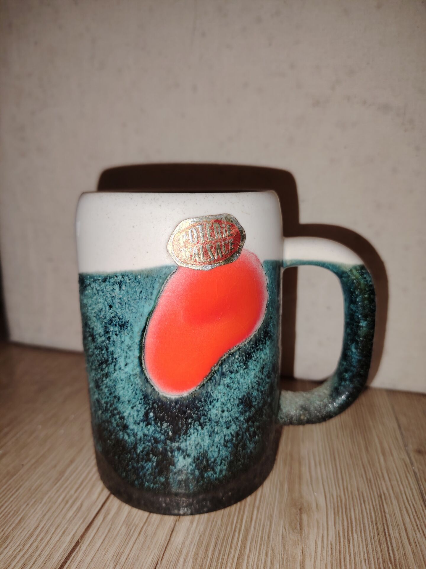Vintage 1970s ceramic mug Alsace style Elchinger
