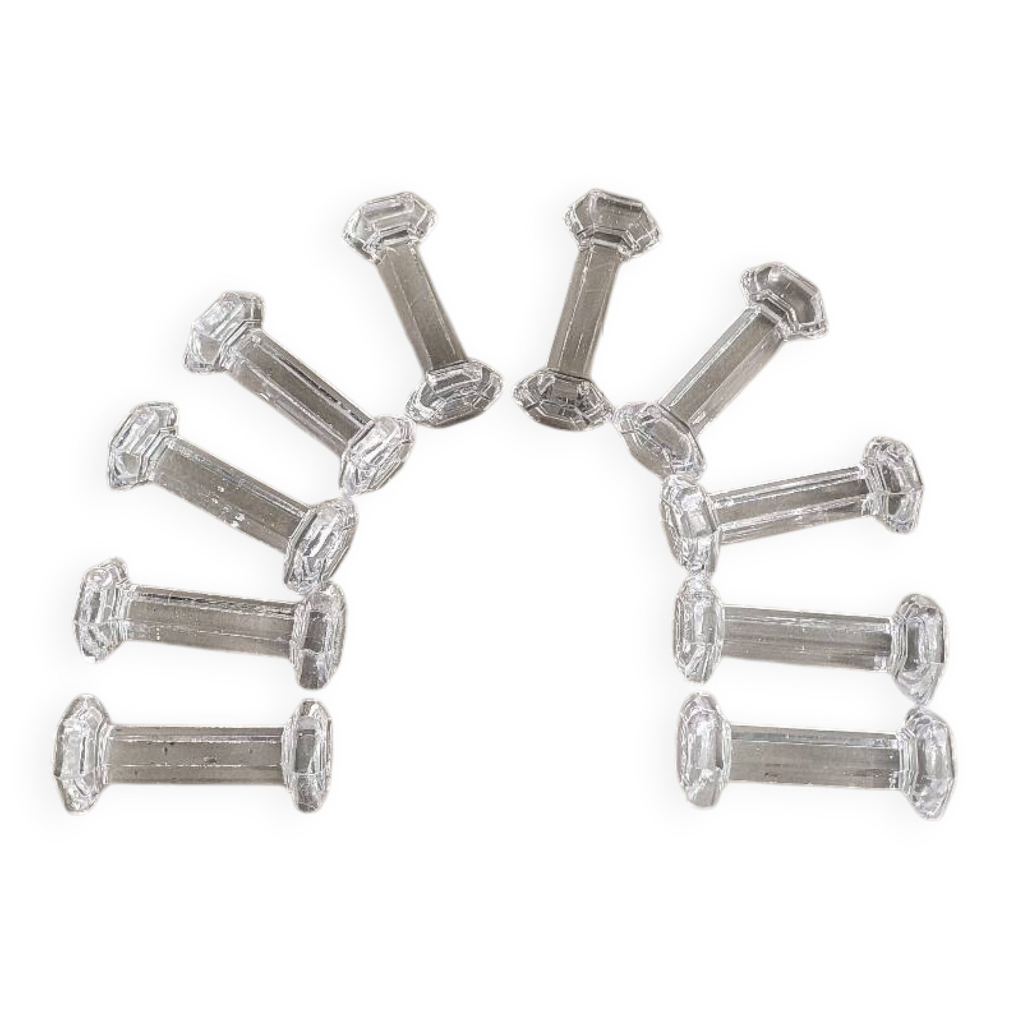 10 hexagonal glass knife holders