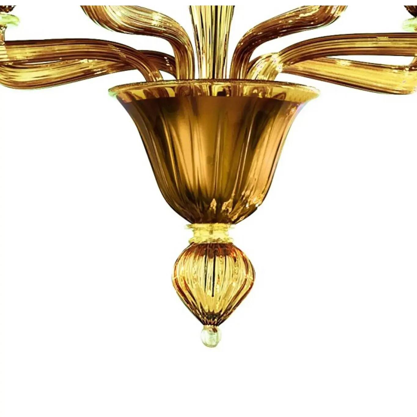Handcrafted Contemporary Amber Murano Glass Linear Rigadin Chandelier