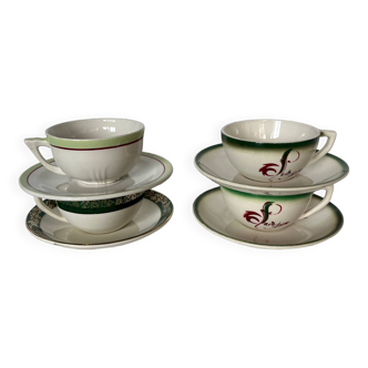 Ensemble de 4 tasses faience vintage