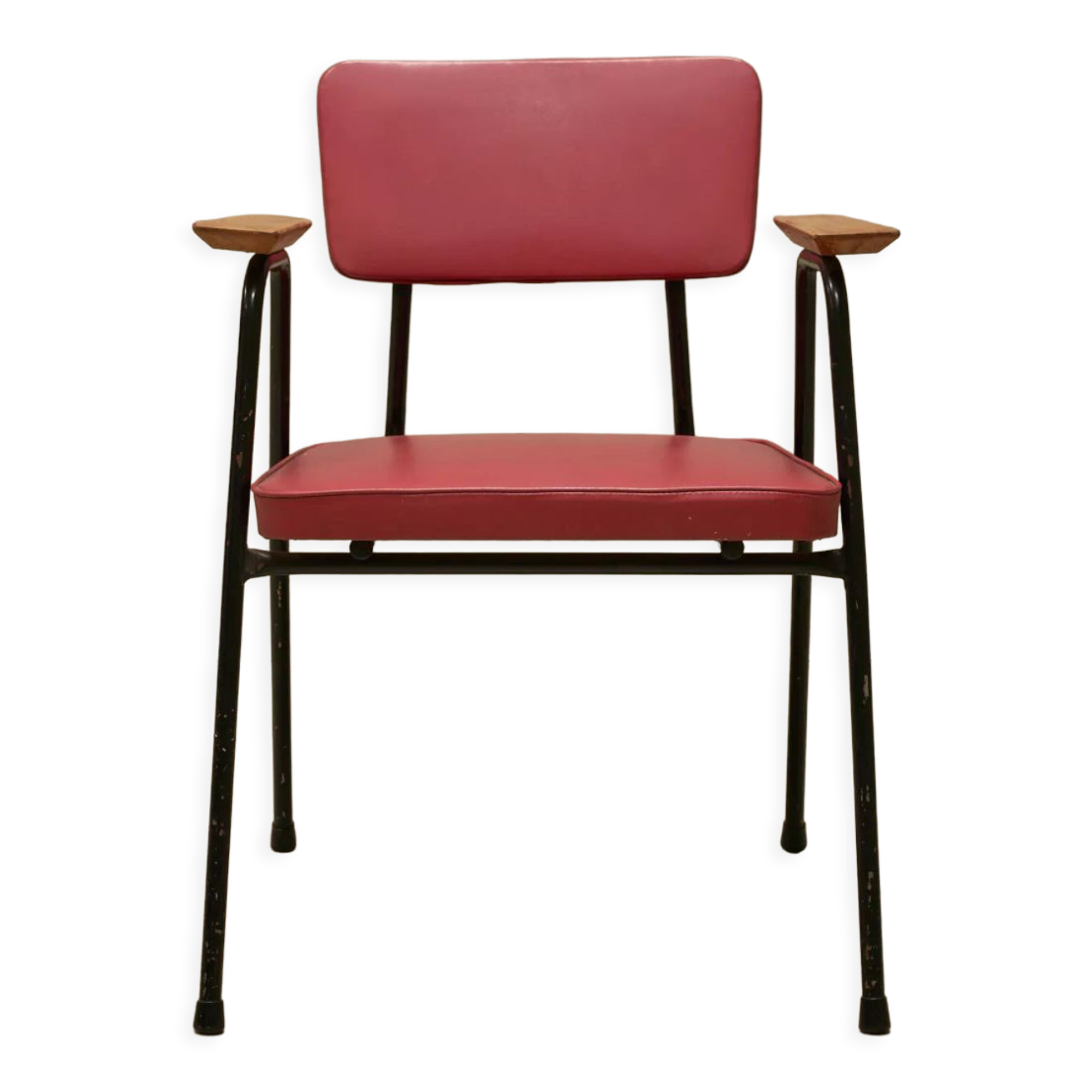 Chaise 'M' en rose foncé par Pierre Guariche pour Meurop