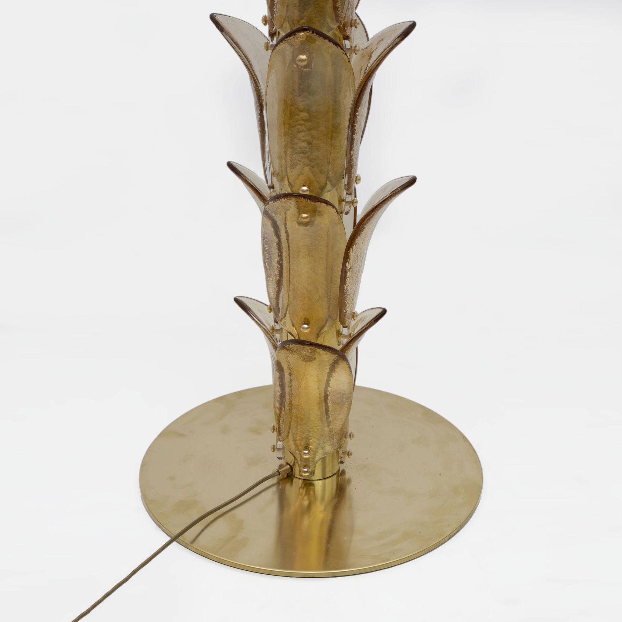 Lampadaire palmier en verre de Murano et laiton, style moderne du milieu du siècle