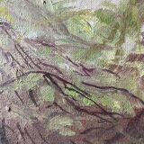 Tableau vintage années 70 paysage jardin