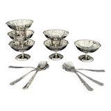 Set of 6 vintage stainless steel bowls with spoons