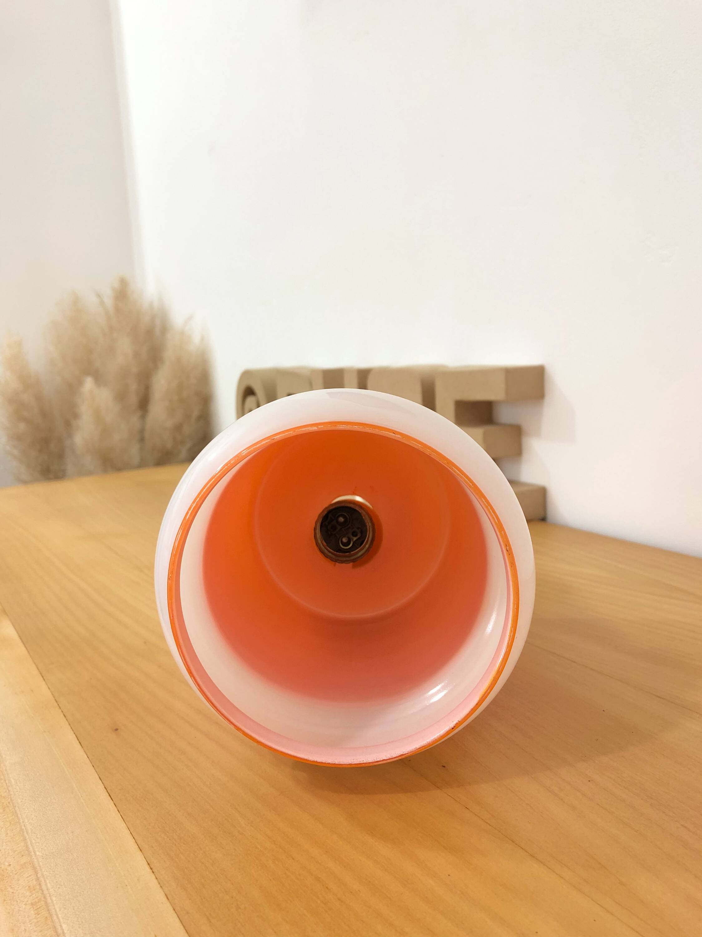 Orange opaline pendant light, 1970s