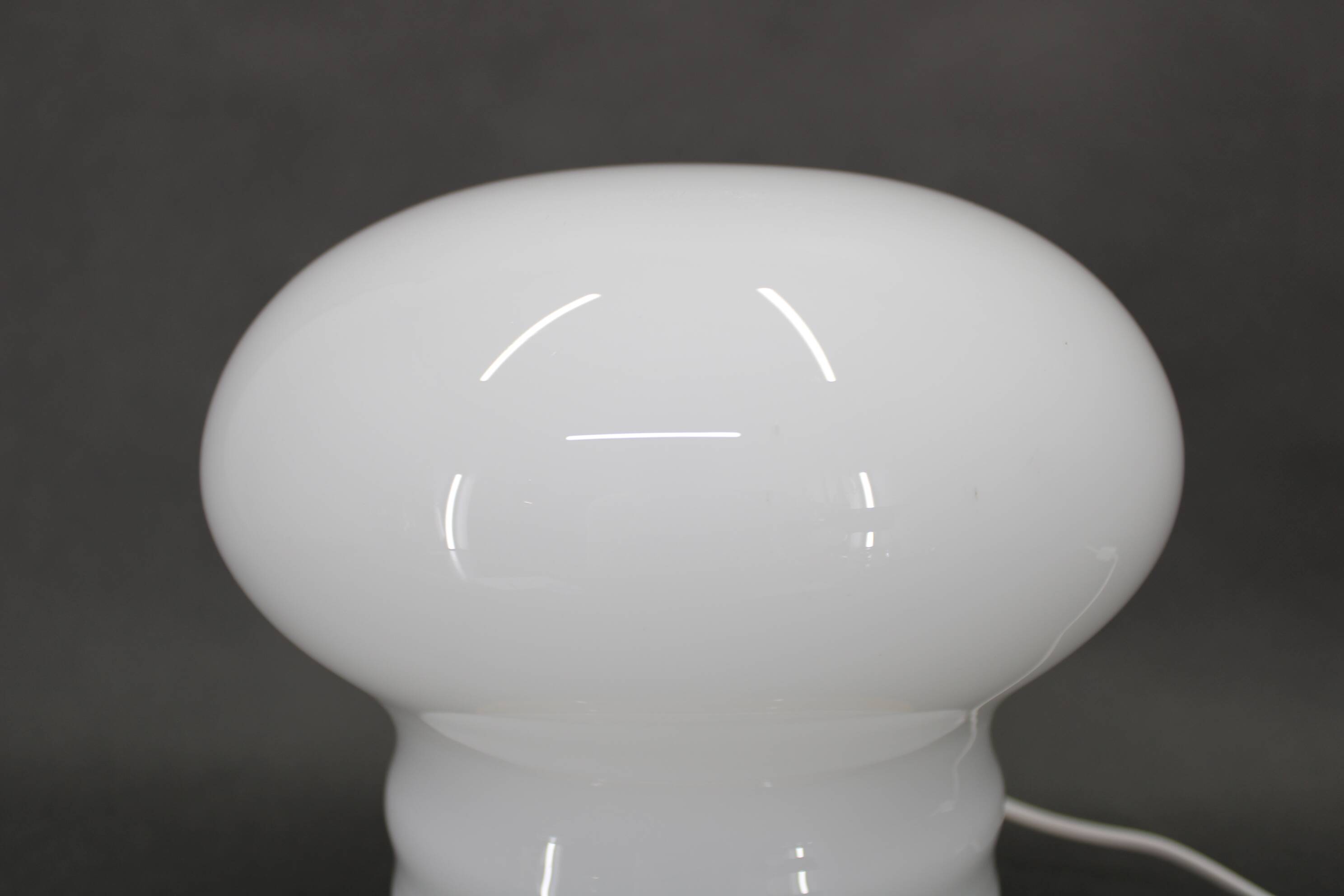 Czechoslovak midcentury ceramic table lamp with opaline glass, 1960s