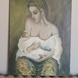 Old oil portrait on canvas