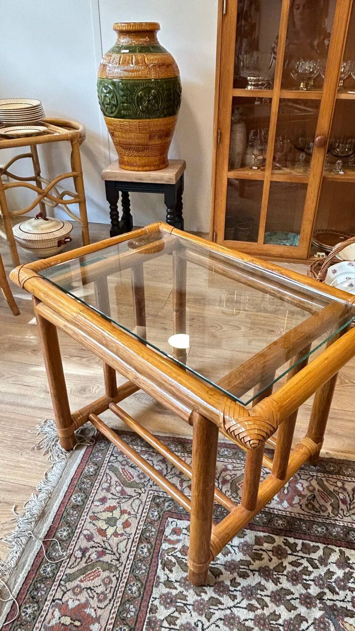 Table basse rotin vintage