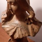 Buste en plâtre ancien 1900 Art nouveau signé Hochoch