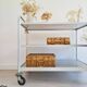 Industrial trolley - Chrome serving trolley with flowered trays