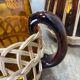 Carafe and glasses in amber glass and rattan