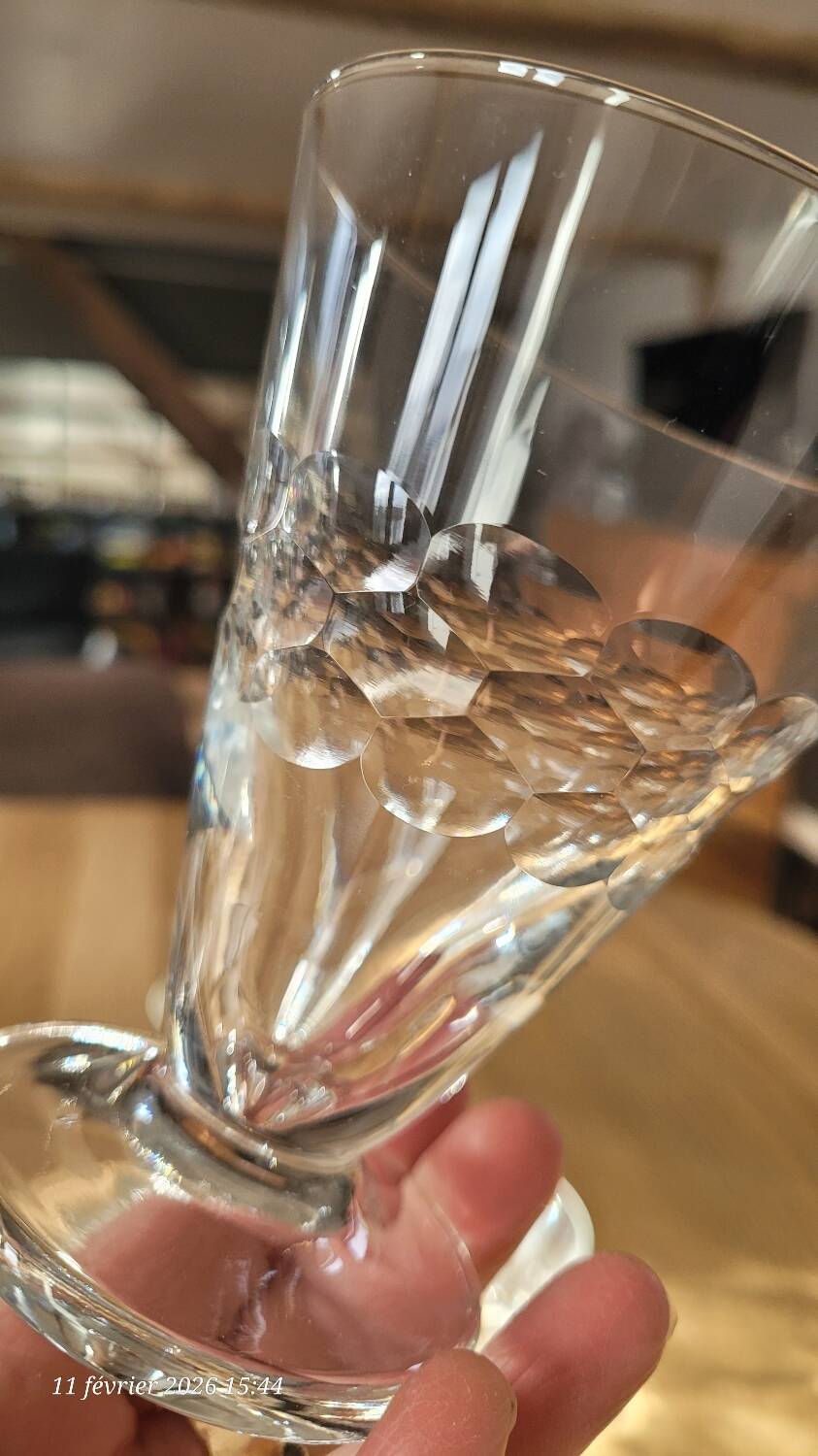 6 vintage cut glass glasses VD made in Belgium