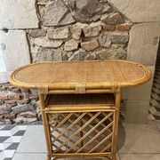 Table d'appoint, desserte en rotin, 2 niveaux