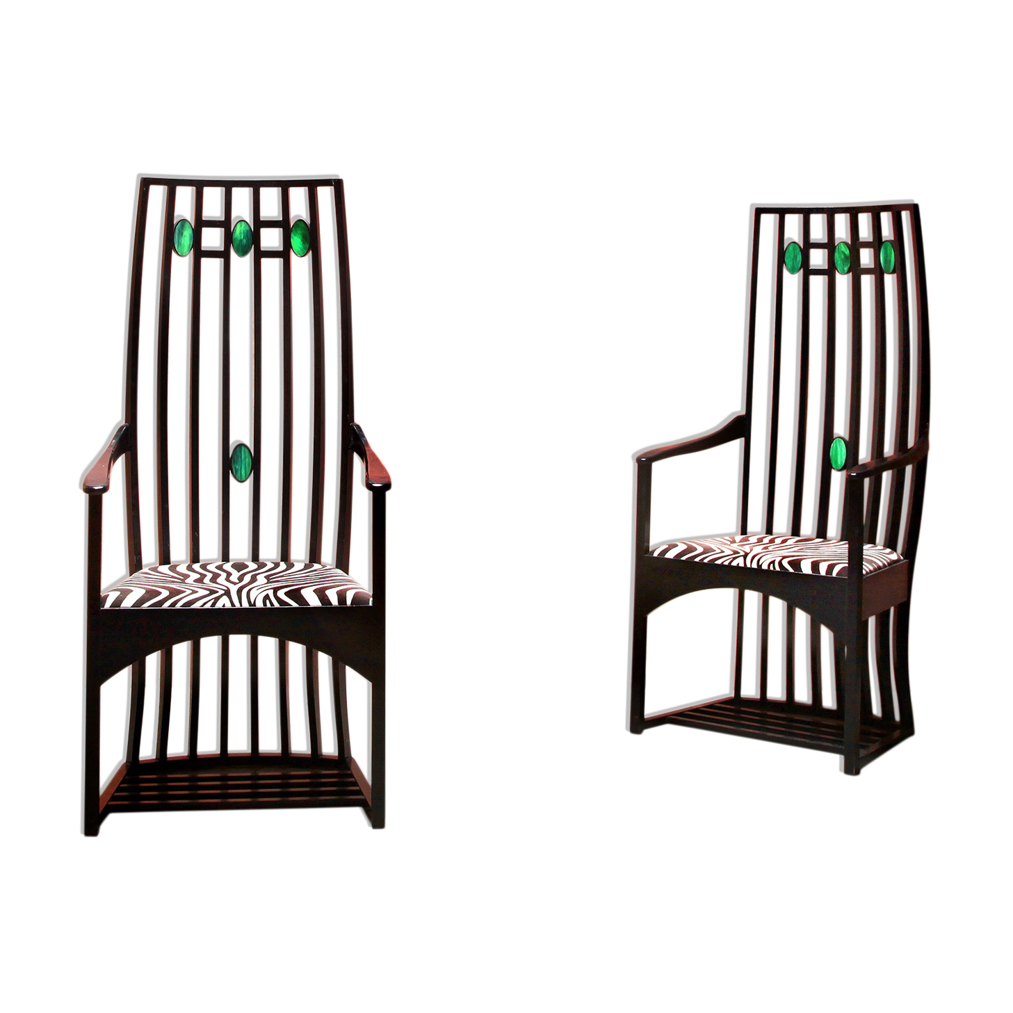 Charles Rennie Mackintosh Style High Back Armchairs