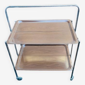 Folding side table on casters