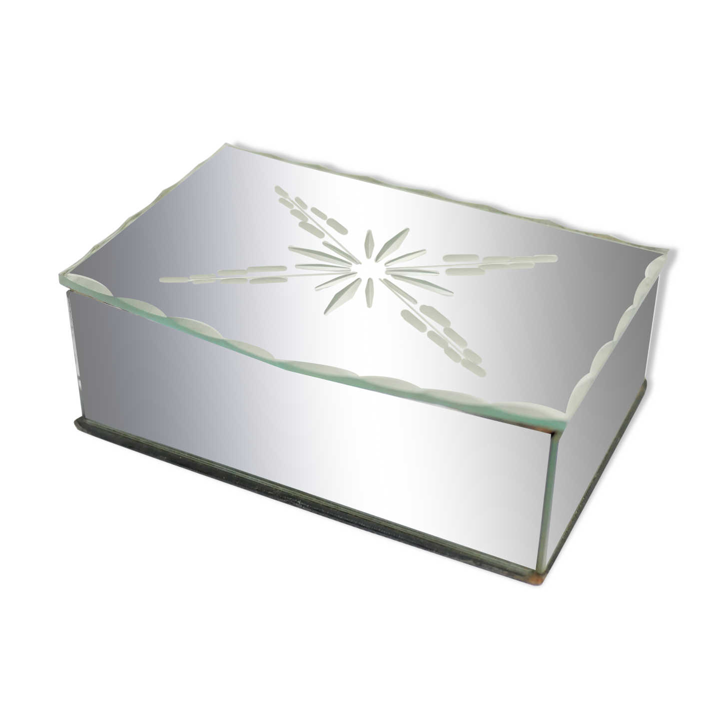 Art Deco jewelry box in beveled glass