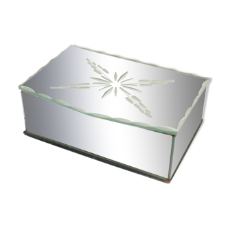 Art Deco jewelry box in beveled glass