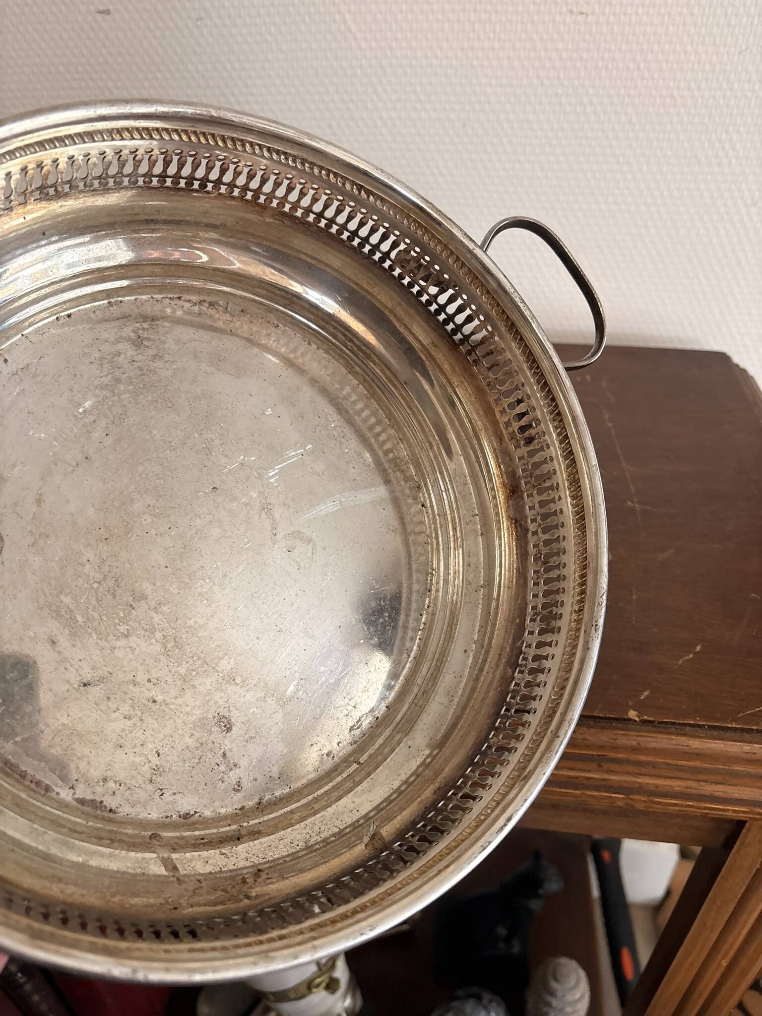 Antique Silver Metal Fruit Bread Basket Louis XVI Style