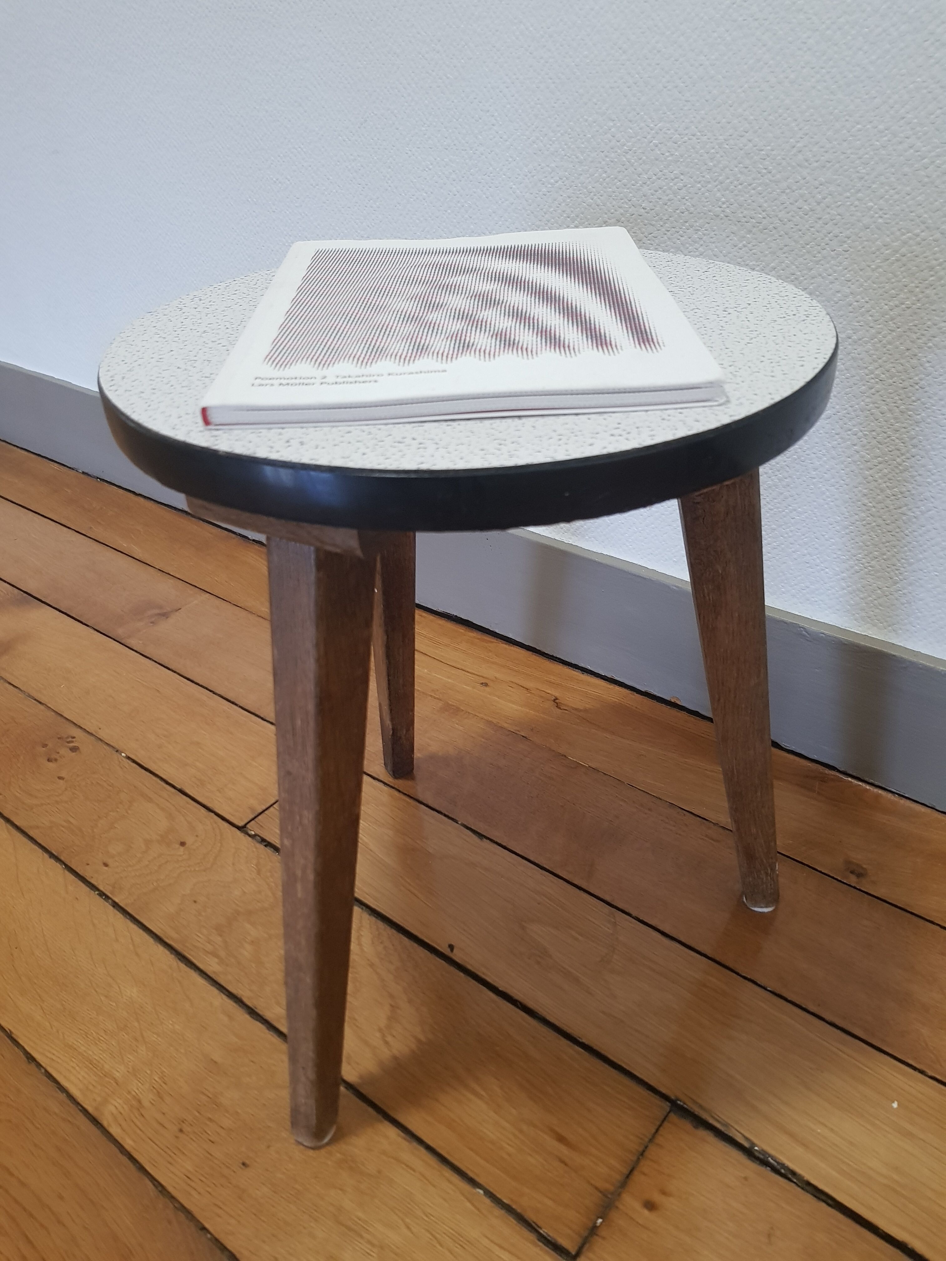 Wooden and formica tripod coffee table