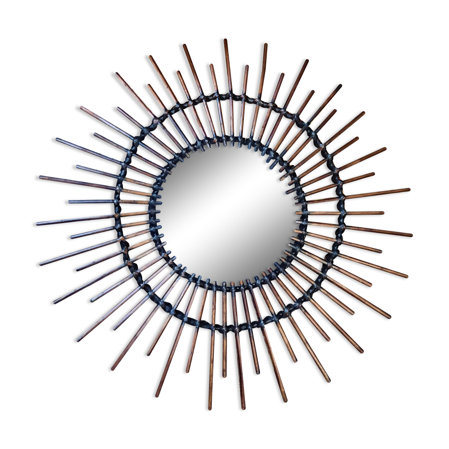 Miroir soleil en rotin 75cm