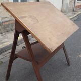 Drawing table wood and vintage metal