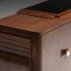 Art Deco walnut sideboard with brass details and sculptural base, France, 1930s
