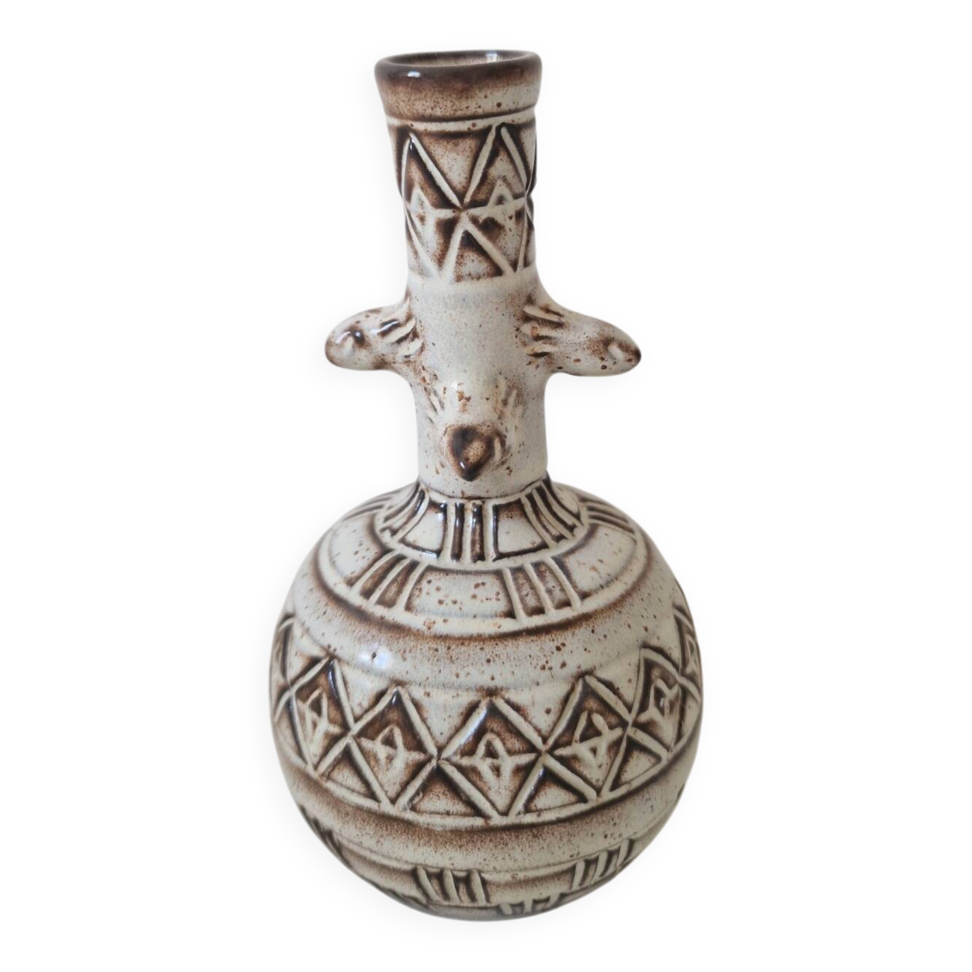 Vase / Vintage soliflore in handcrafted ceramic – Brutalist style