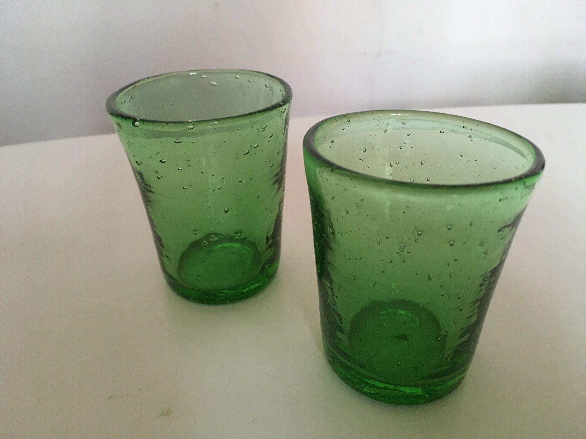 pair of glasses shots gobetets of Biot glass bubble years 60s
