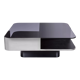 Coffee table lounge, stainless steel strapping - black smoked glass top