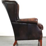 Fauteuil à oreilles en cuir de vache de style anglais avec des couleurs uniques et un excellent confort