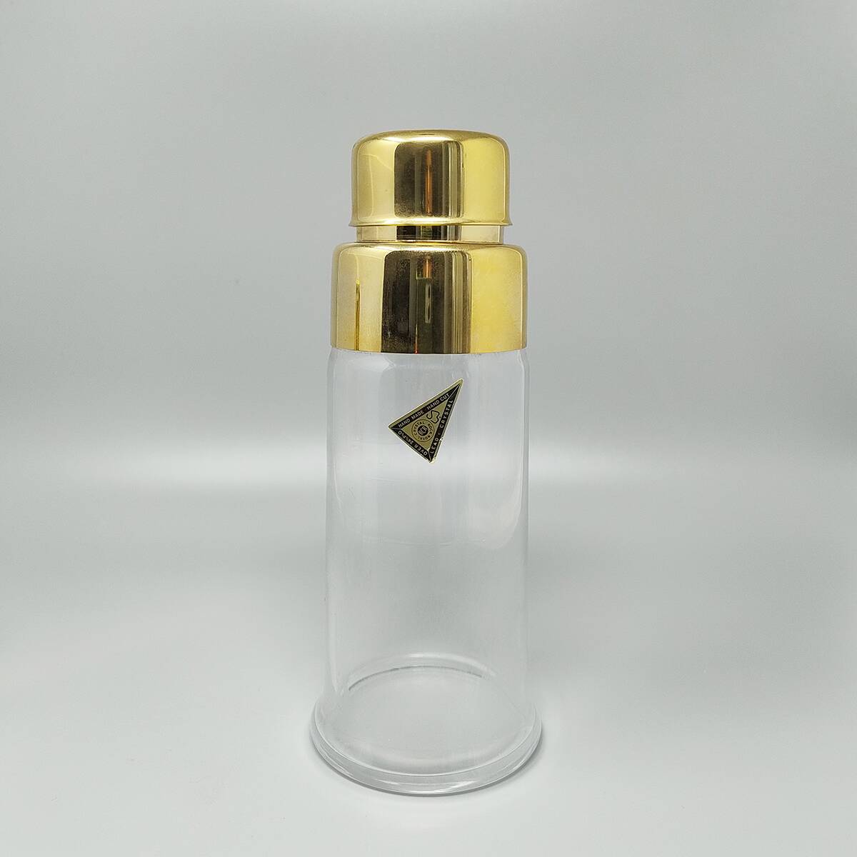 1970s Gorgeous Cocktail Shaker With Ice Bucket by Dorval in Gold plate 24K and Crystal. Made in Ital