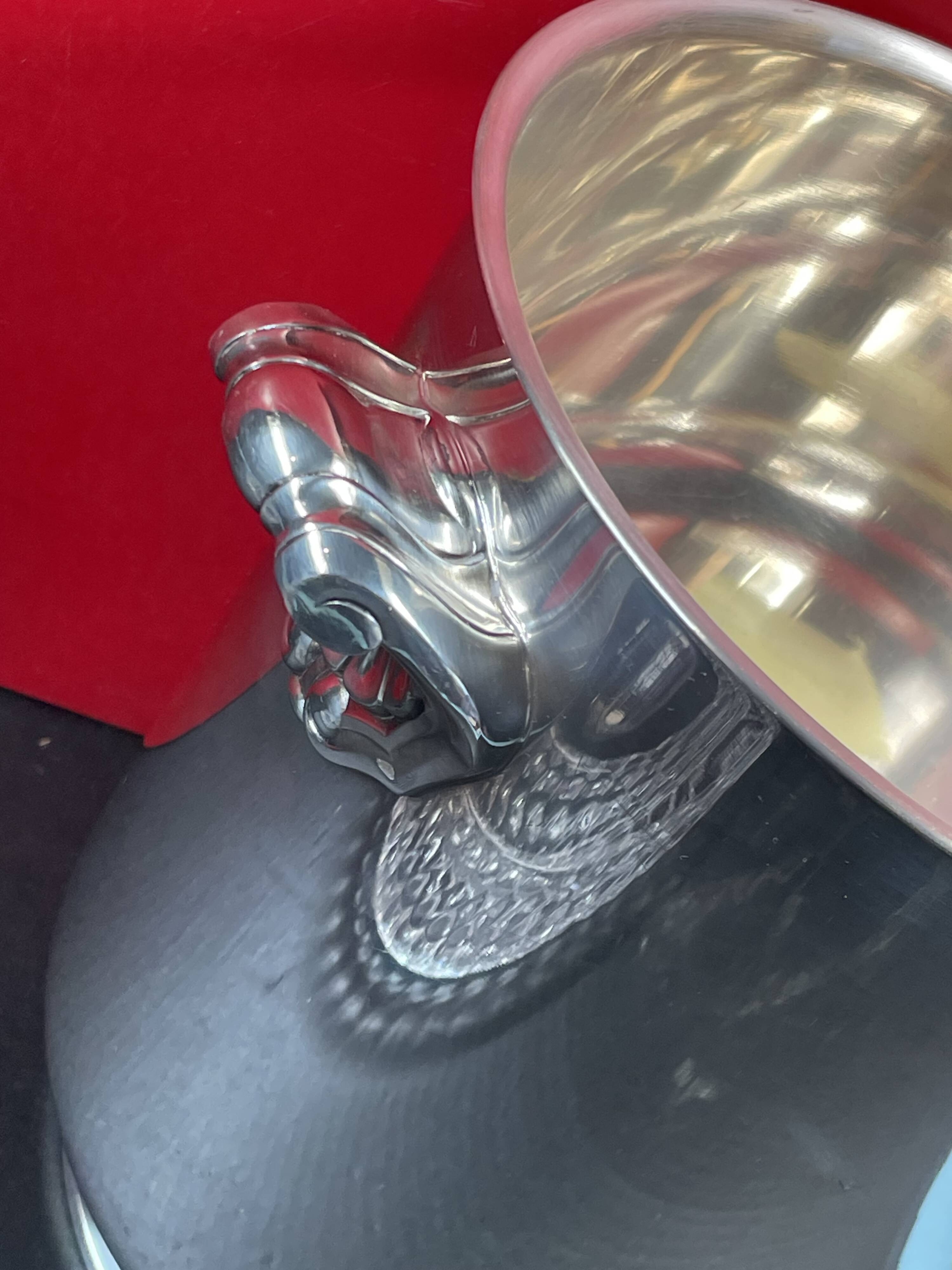 Champagne bucket cooler silver metal shell socket, Gallia Christofle