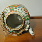 Chinese porcelain teapot Canton China 19th century with wicker basket