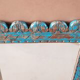 Burmese teak mirror with original blue patina