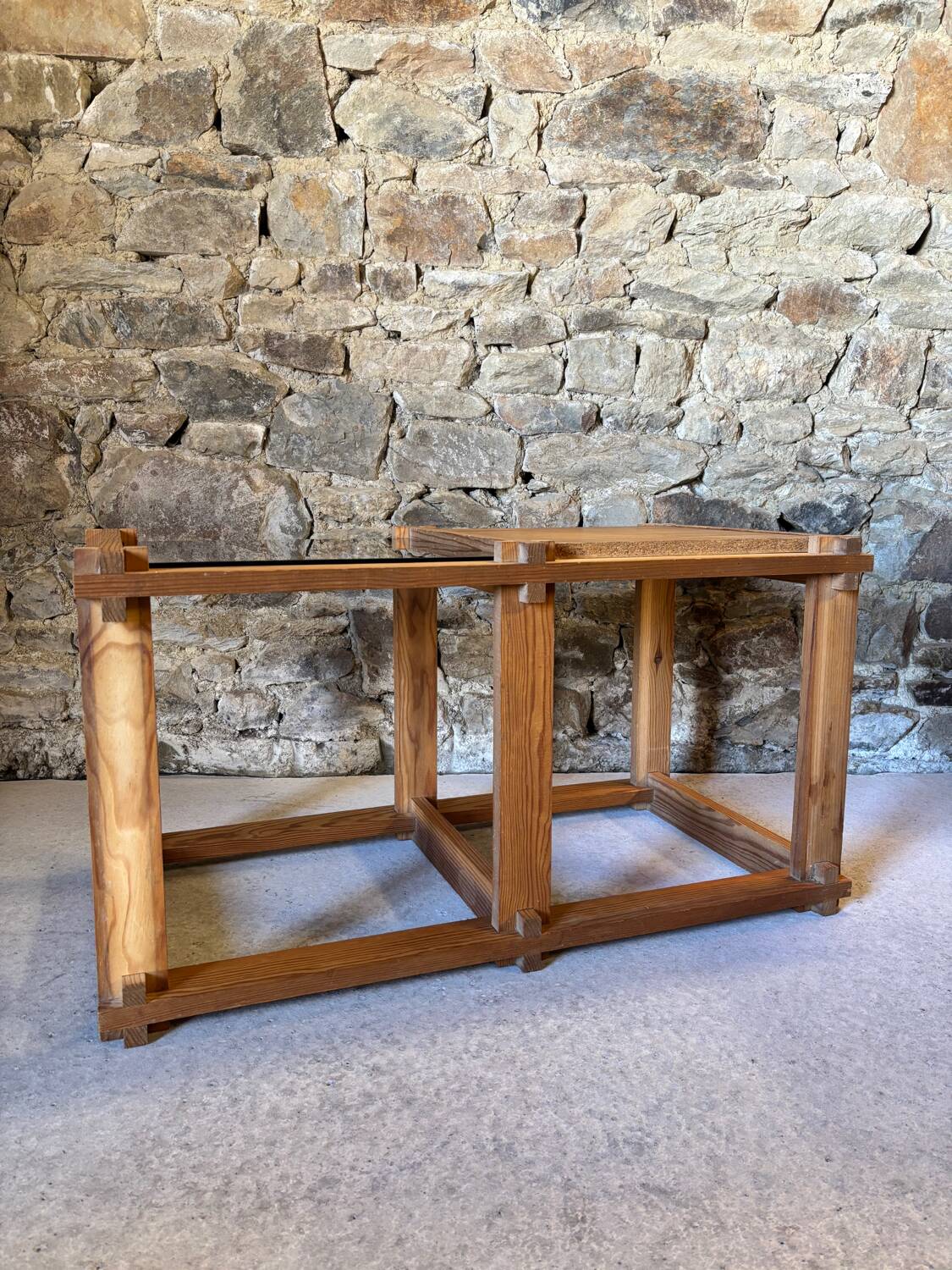 Vintage pine side shelf / coffee table from the 80s-90s