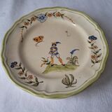 4 Moustiers Longchamp dessert plates. Hand-painted. 1986