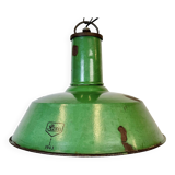 Grande Lampe à Suspension Industrielle en Émail Vert de Revo, 1940s